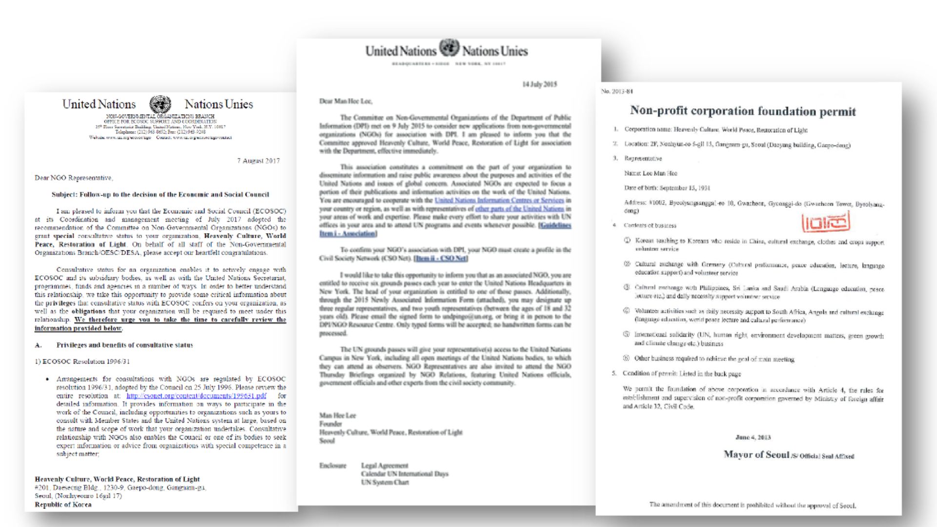 UN ECOSOC Special Consultative Status (HWPL International)
